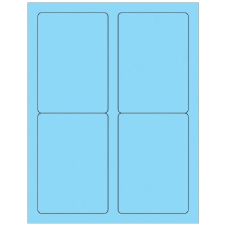Bsc Preferred 3-1/2 x 5'' Fluorescent Pastel Blue Rectangle Laser Labels, 400PK BUY00021359